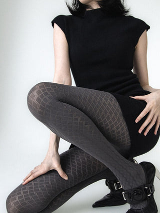 Tights - Diamond Check Pattern