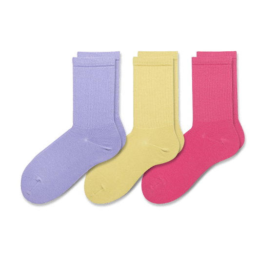 3 PACK - WOMEN'S CREW SOCKS｜SOLID COLOR